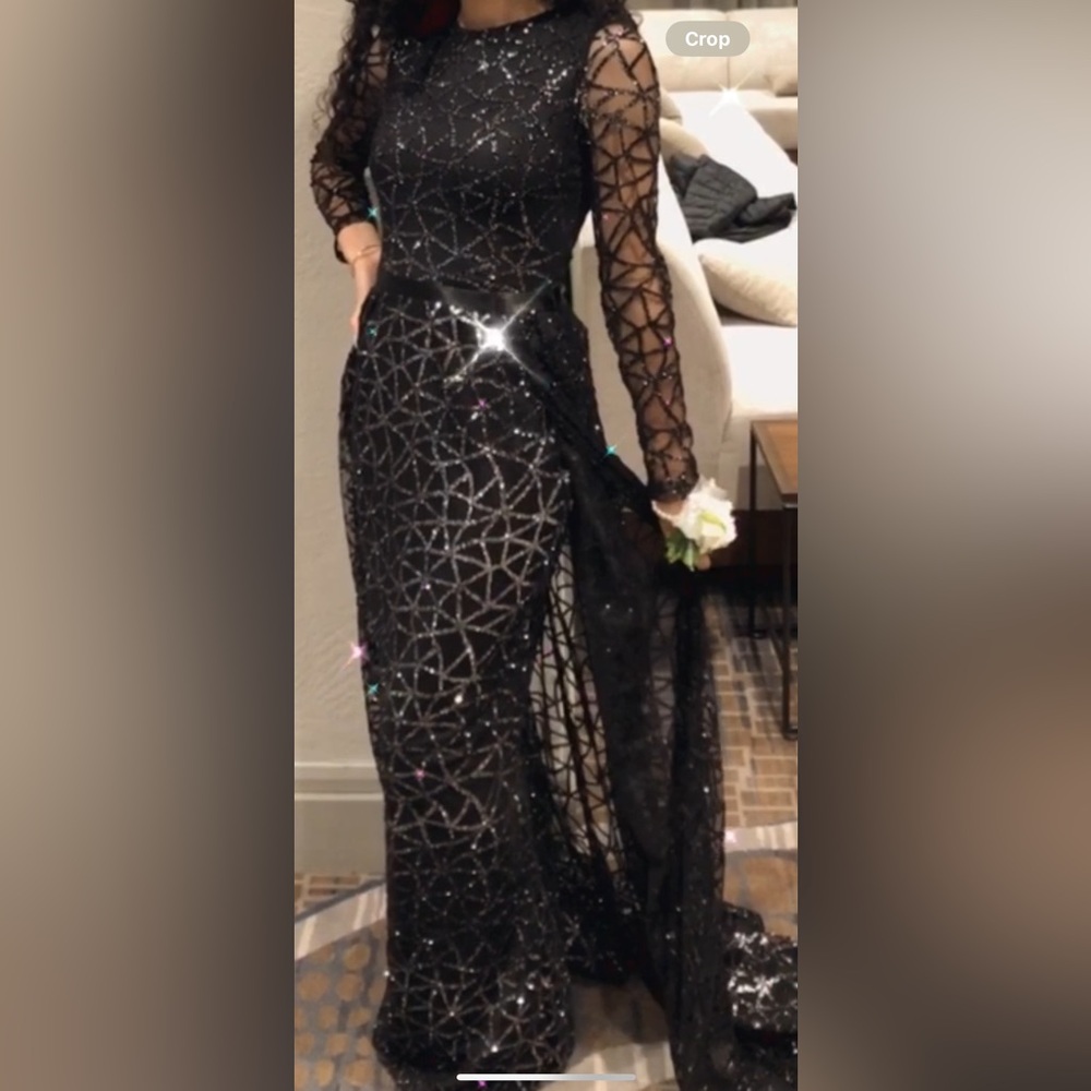 Black dress with train